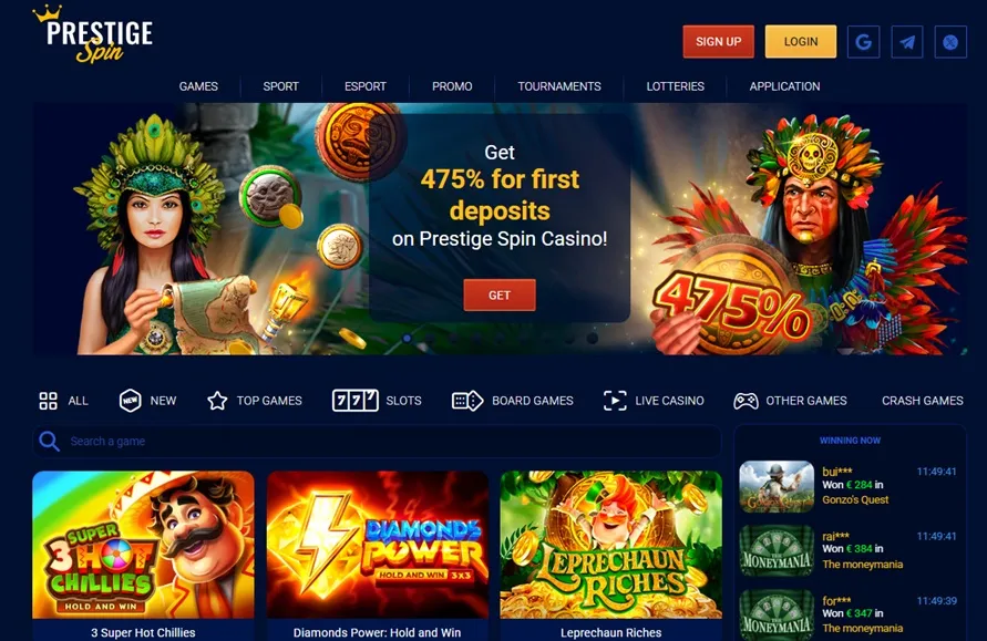Prestige Spin Casino Desktop screenshot